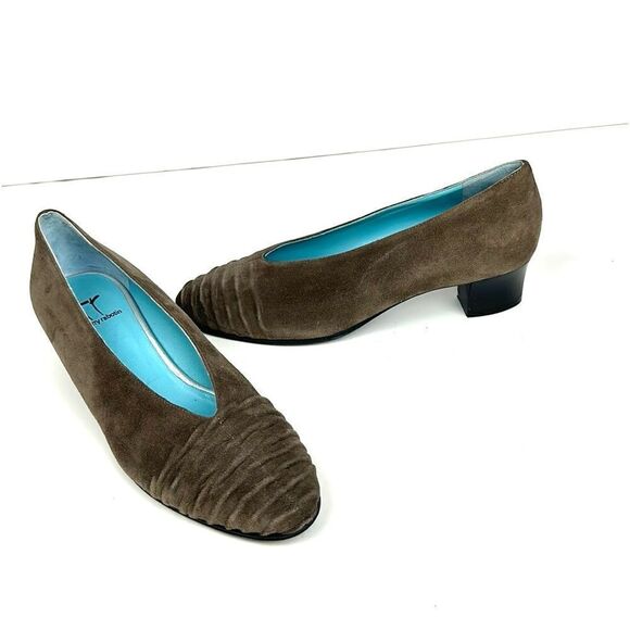 THIERRY RABOTIN Taupe Suede Ruched Front Pumps EUR 37 US 6,5 - Picture 3 of 16